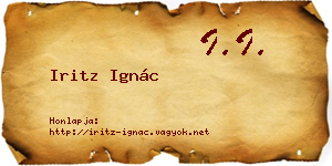 Iritz Ignác névjegykártya